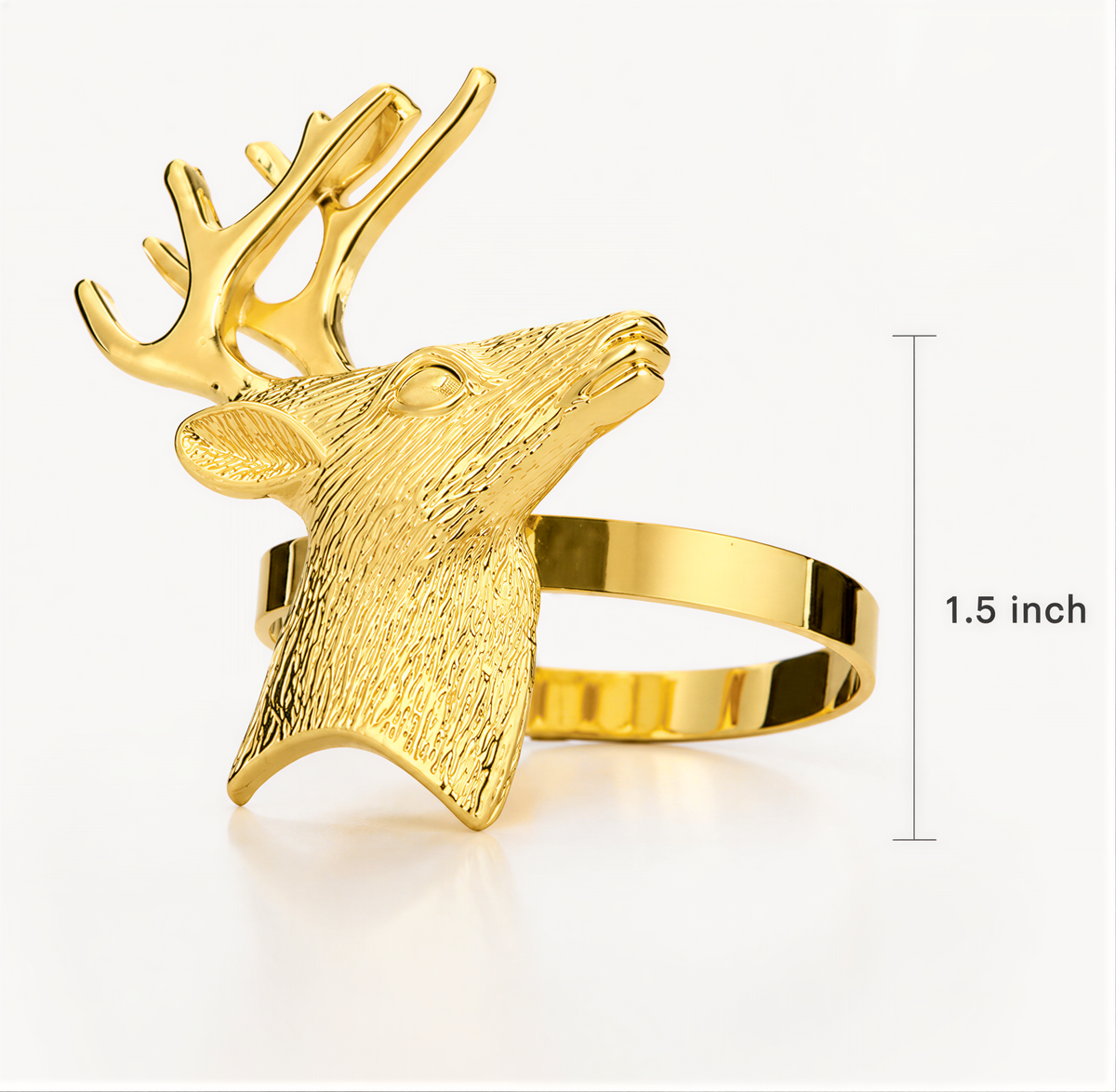 Gold Reindeer Napkin Rings – Festive Napkin Holders | Rust Resistant Table Decor Accessories