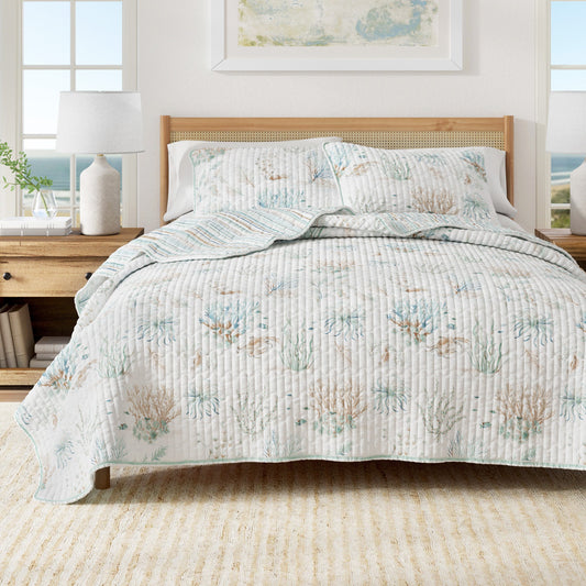 Santa Barbara Collection- Coastal Print Cotton Quilt Set