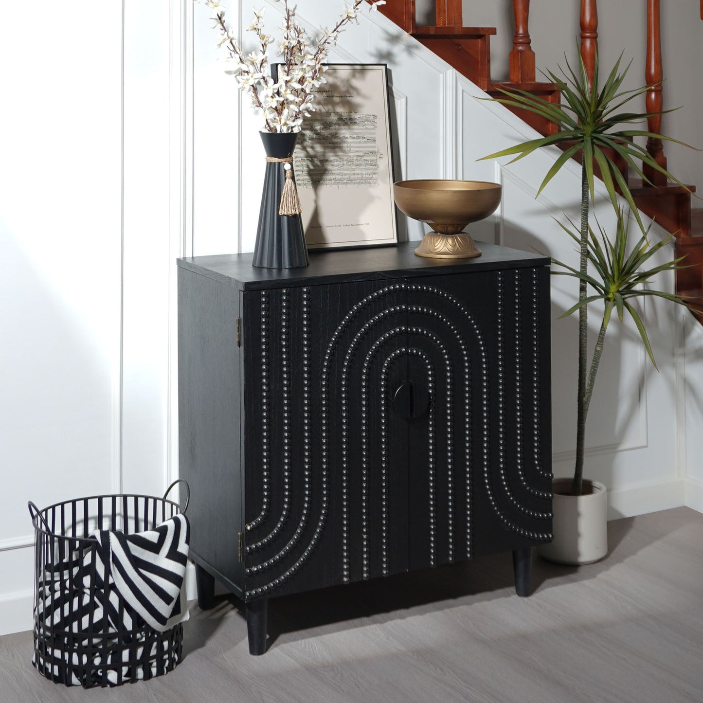 Black Art Deco 2 Door Storage Cabinet