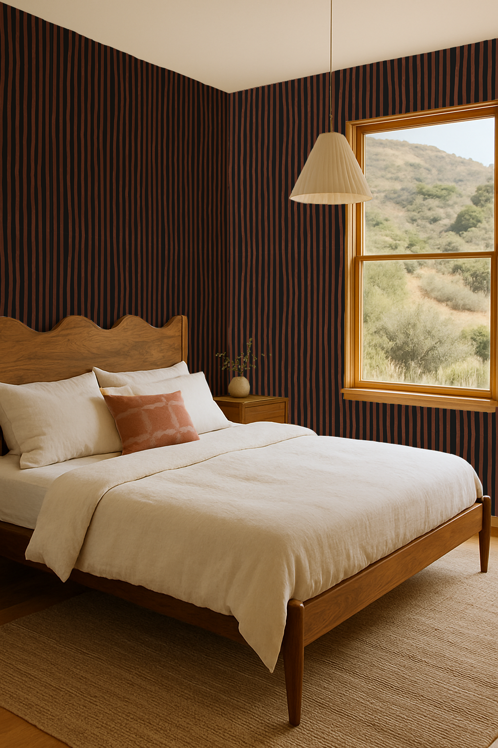 Dolce Stripe Wallpaper, black & chocolate brown