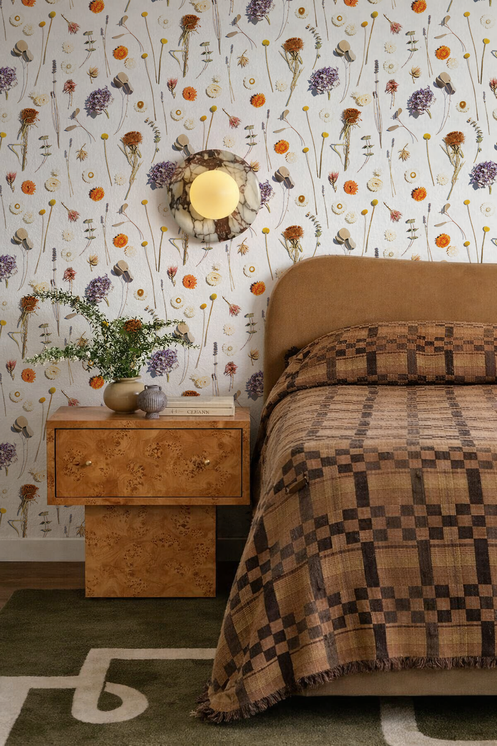 Dried Flora Wallpaper, lavender & orange
