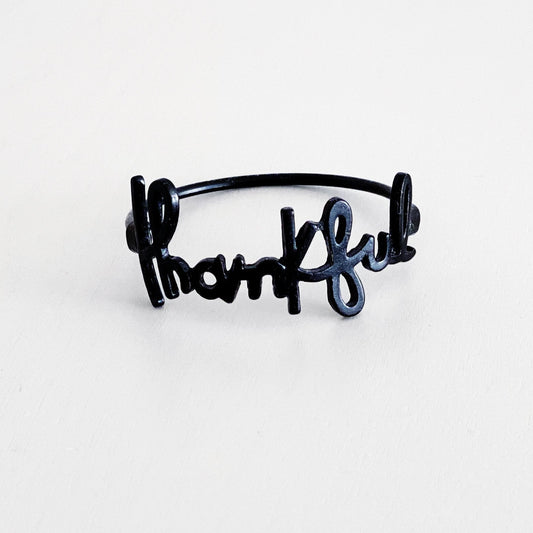 Iron Ore Black Thankful Napkin Ring