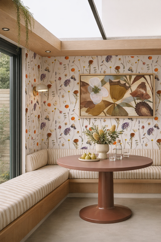 Dried Flora Wallpaper, lavender & orange
