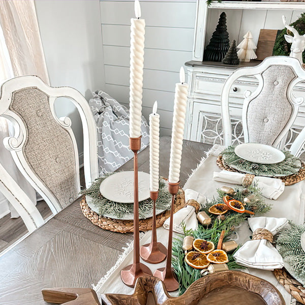 Copper Finish Cast Iron Taper Candle Holders