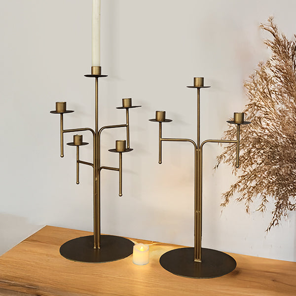 Antique Iron Candelabra, Set of Two