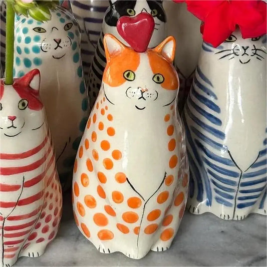 Polka Dot Cat Bud Vase by DecorBites™