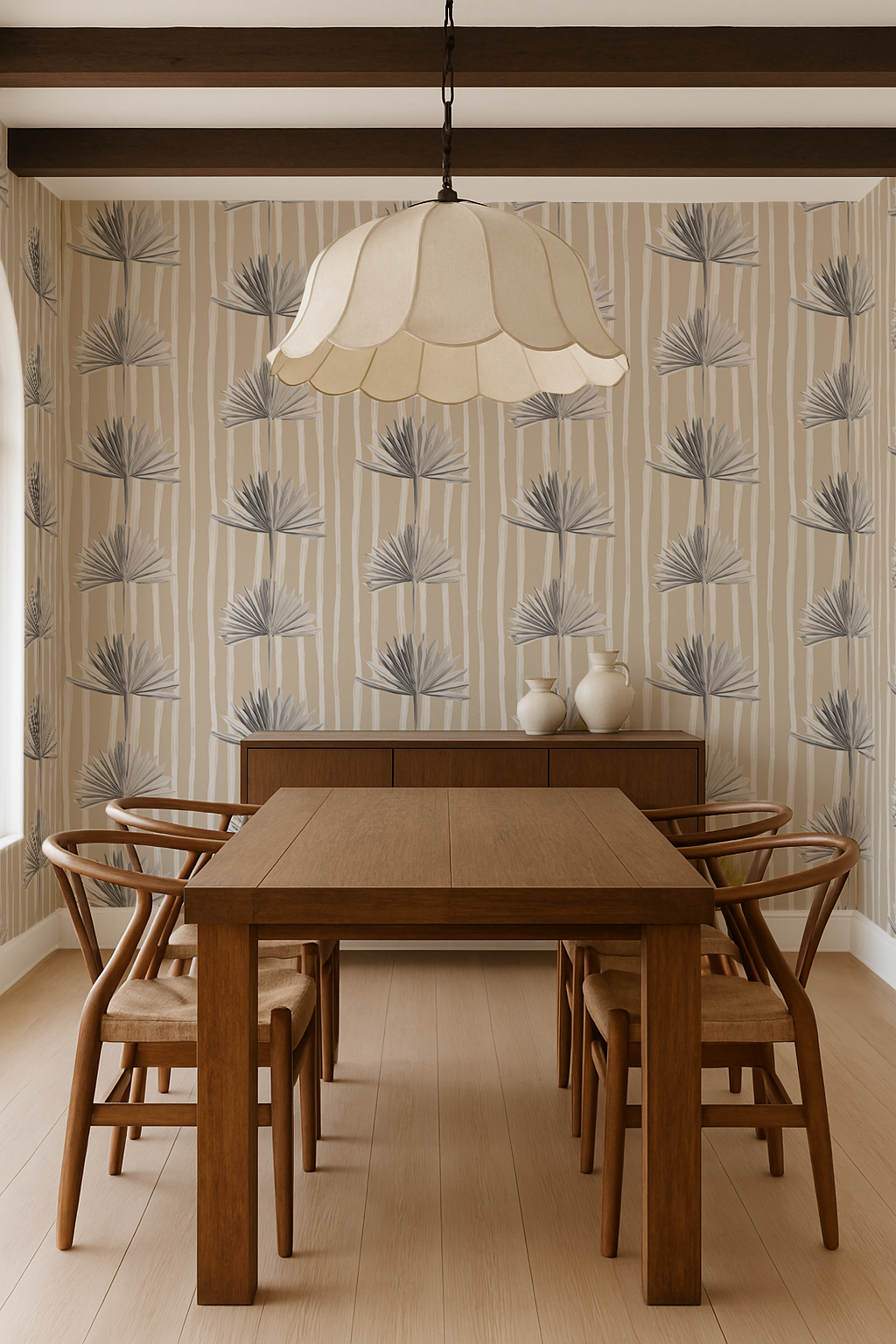 Stripey Palm Wallpaper Neutral