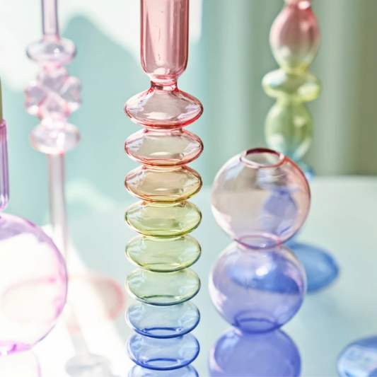 Three Colors Glass Candlestick Holder