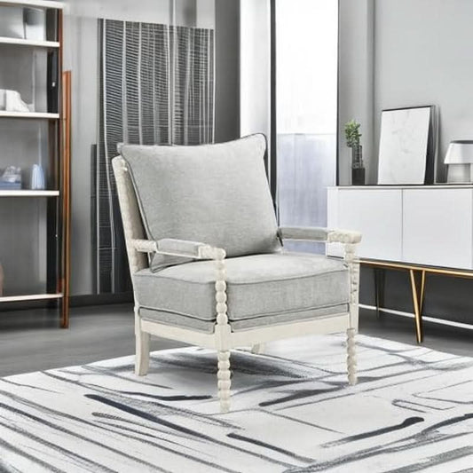 Spindle Accent Chair | Smoke Grey Textured Upholstery
