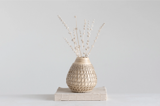 Bamboo Vase with Seagrass Weave