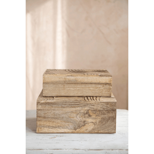 Mia Hand-Carved Mango Wood Boxes
