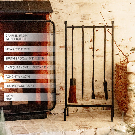 Black Iron Fireplace Tool Set