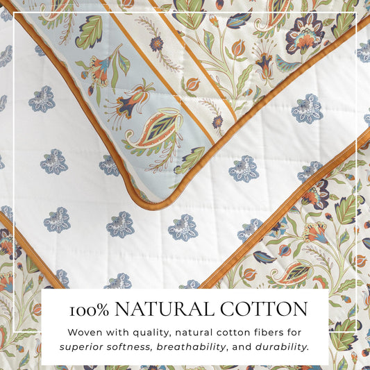 Indira Collection Floral Boho Cotton Quilt Set