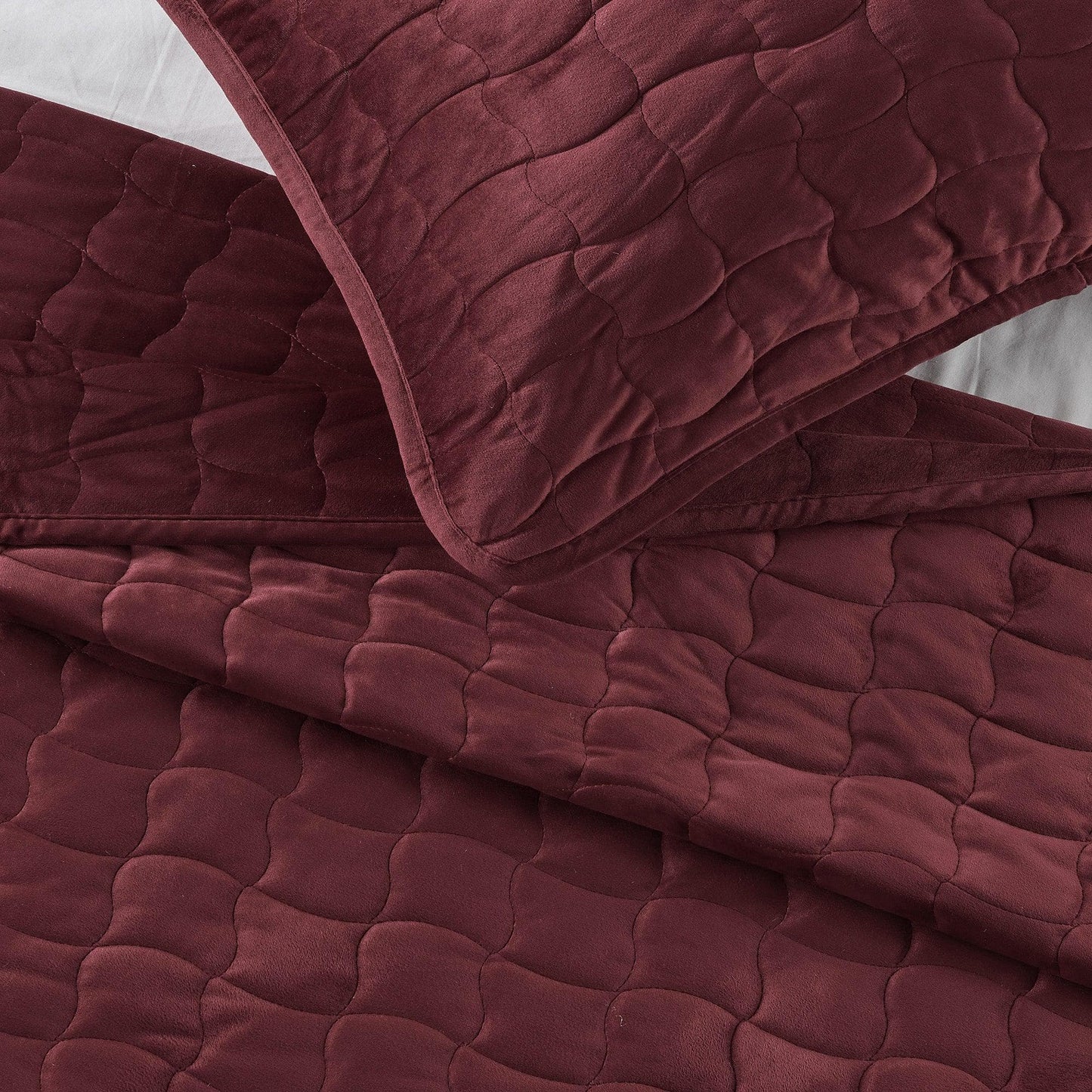 Vivica Velvet Box-Stitched Quilt Set