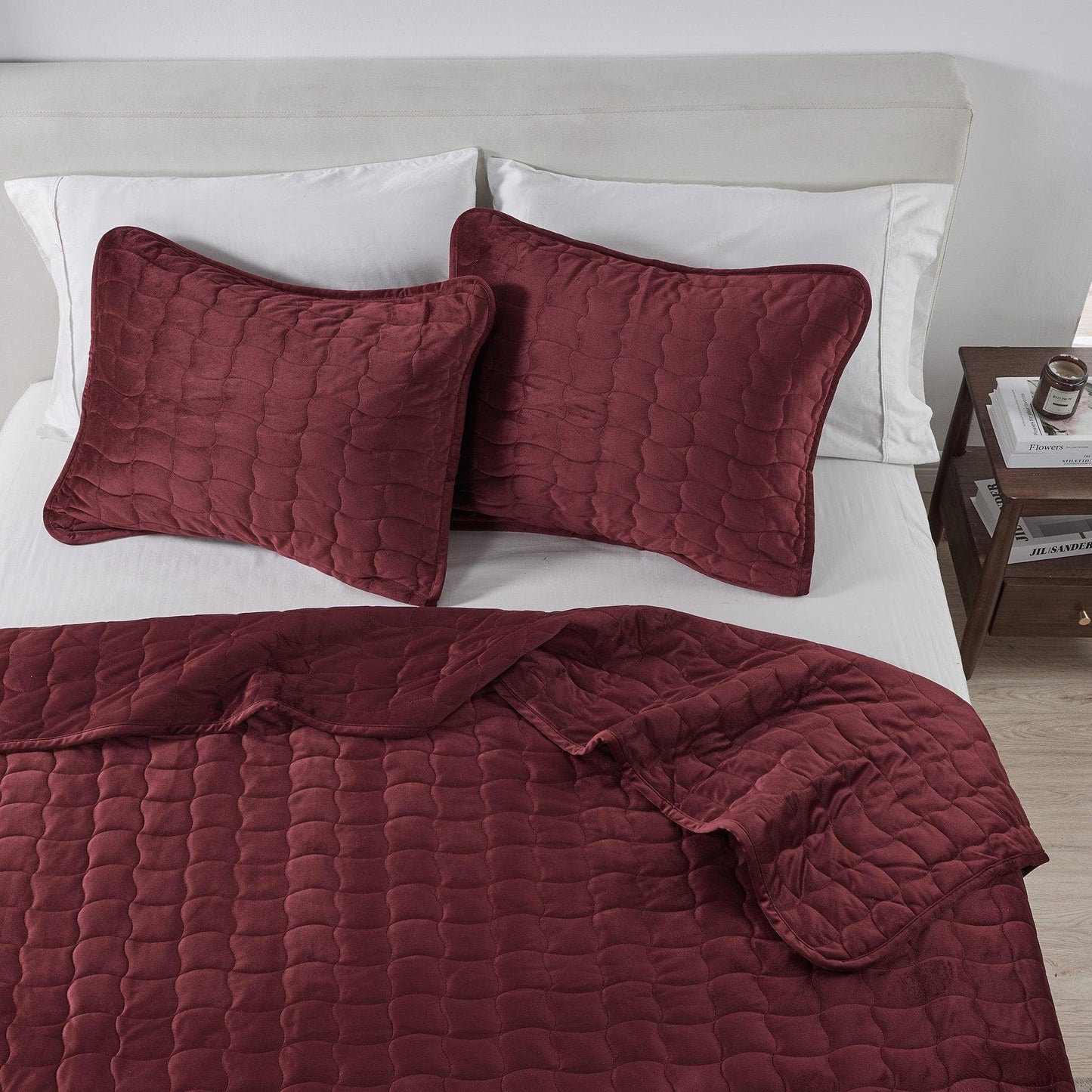 Vivica Velvet Box-Stitched Quilt Set