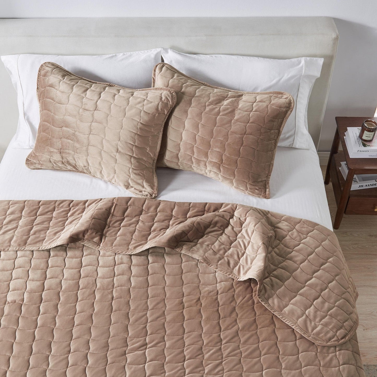 Vivica Velvet Box-Stitched Quilt Set