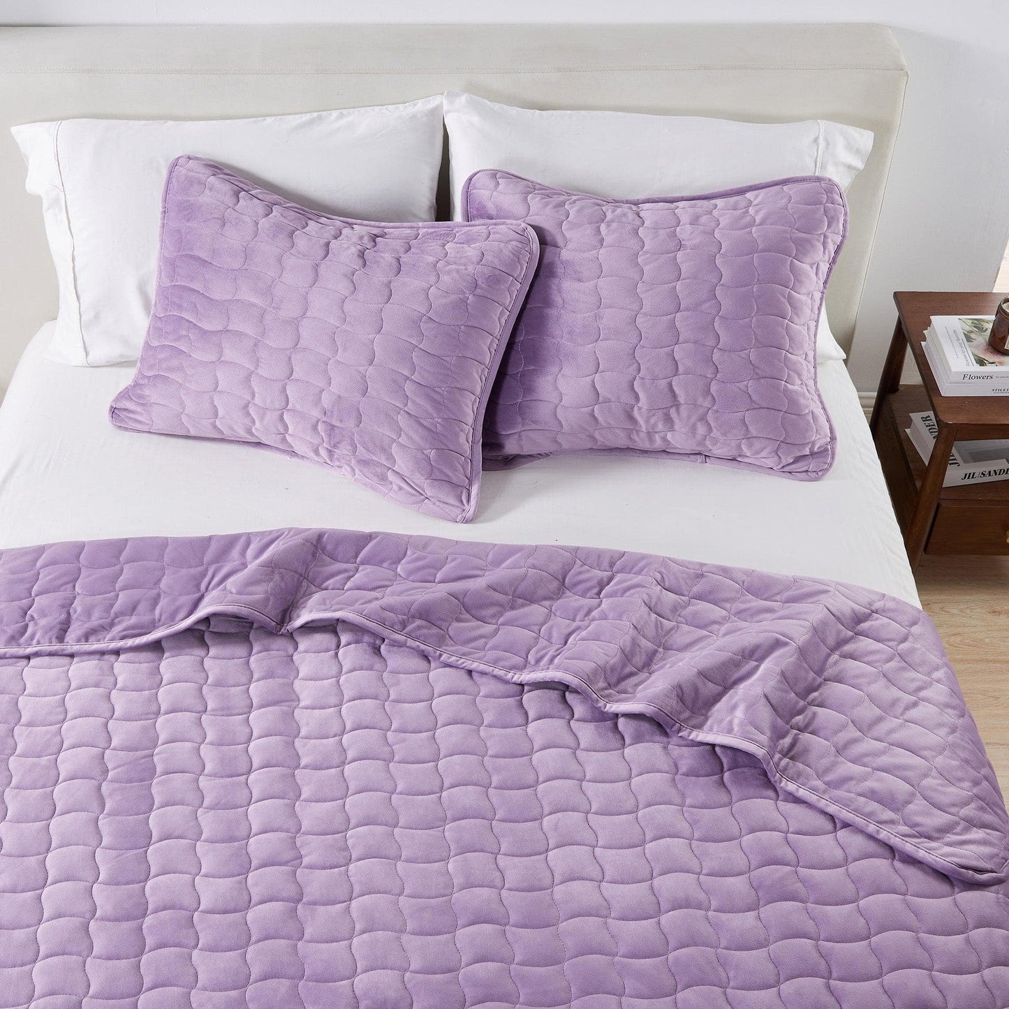 Vivica Velvet Box-Stitched Quilt Set