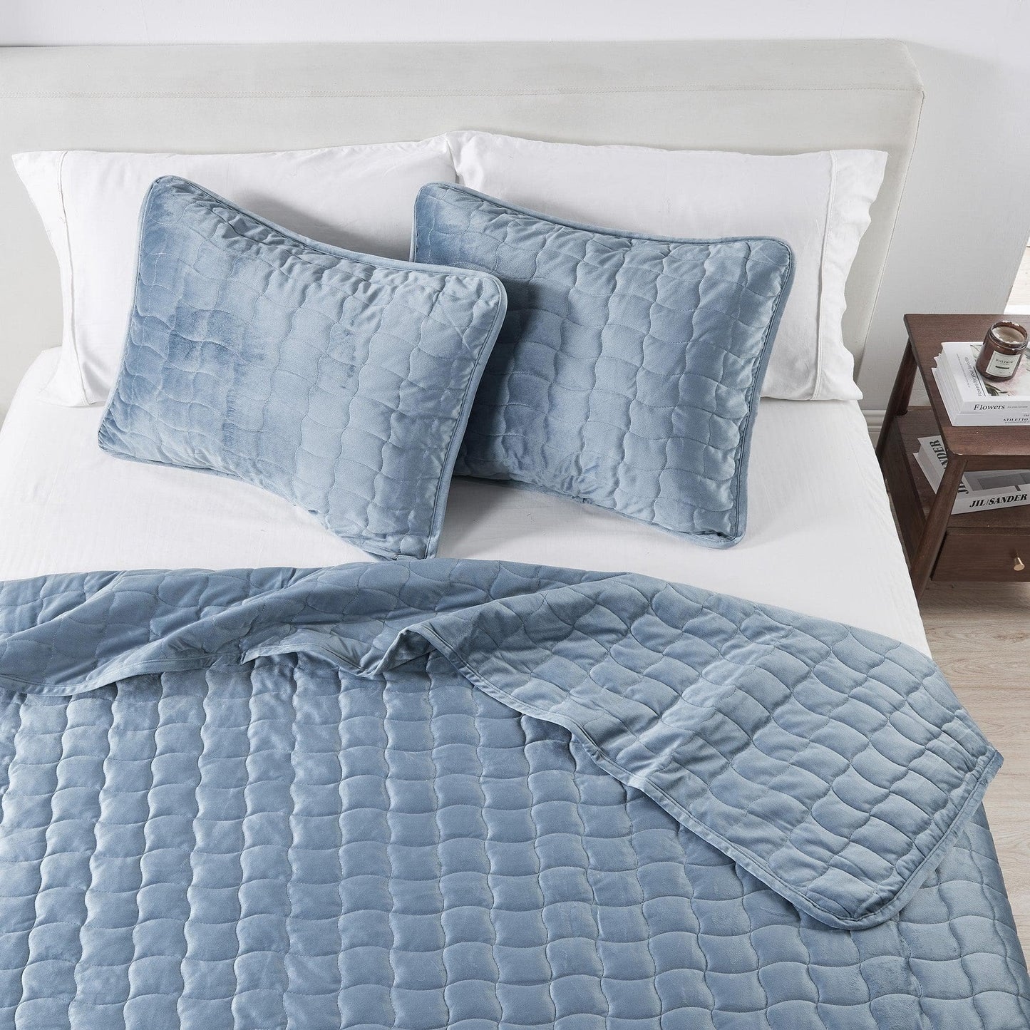 Vivica Velvet Box-Stitched Quilt Set