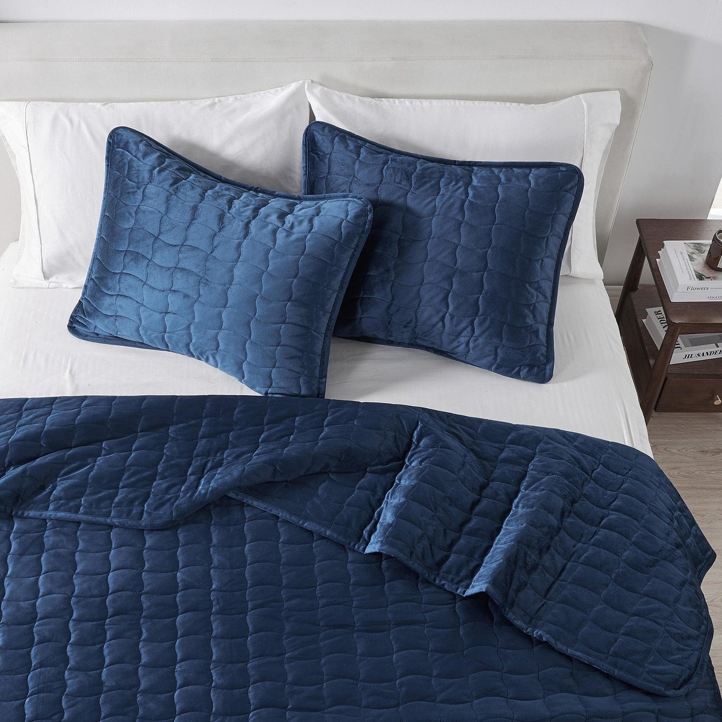 Vivica Velvet Box-Stitched Quilt Set