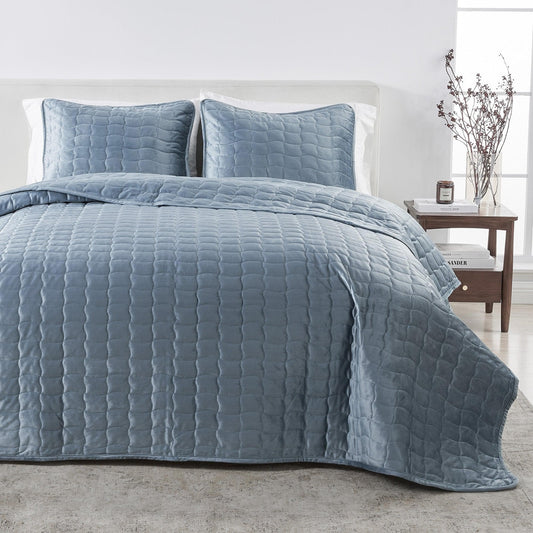 Vivica Velvet Box-Stitched Quilt Set