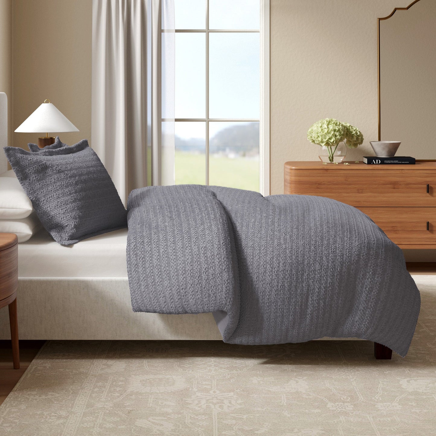 Mattea Collection-100% Cotton Honeycomb Waffle Duvet Set