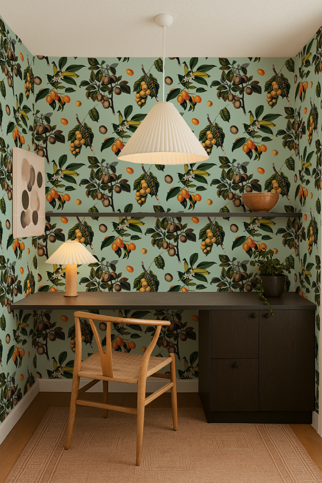 Robin Egg Vintage Orchard Wallpaper
