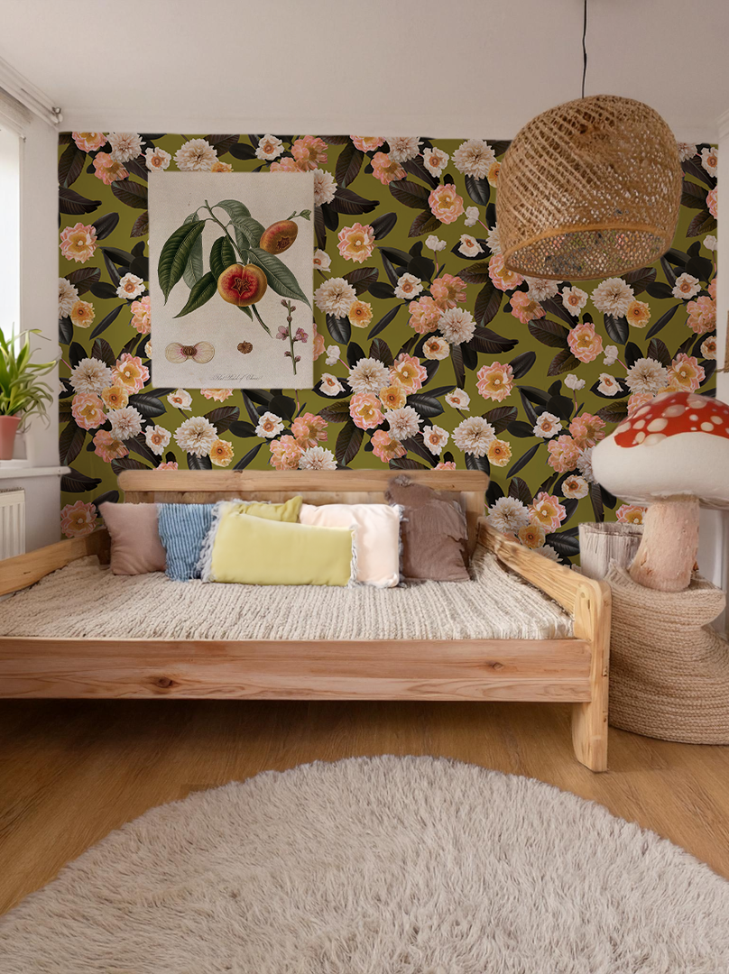 Flower Party Wallpaper, green