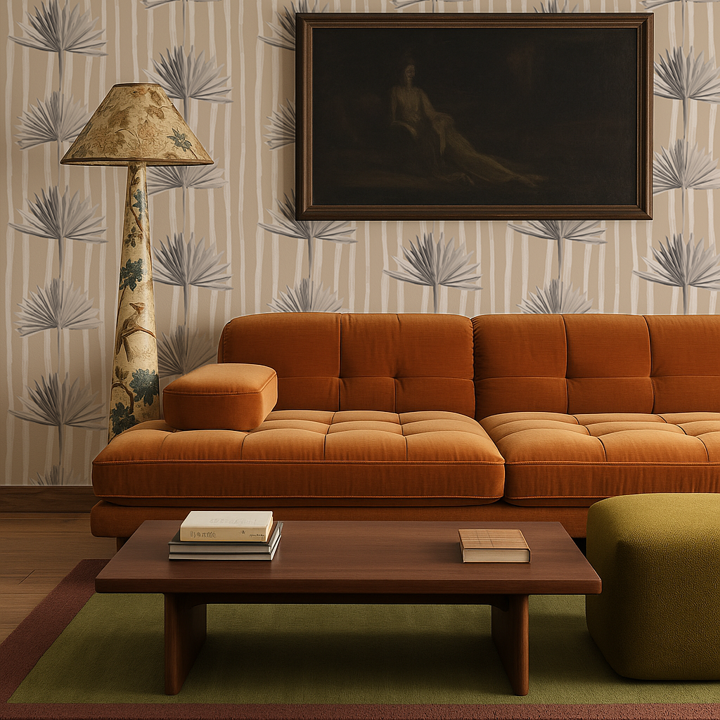Stripey Palm Wallpaper Neutral