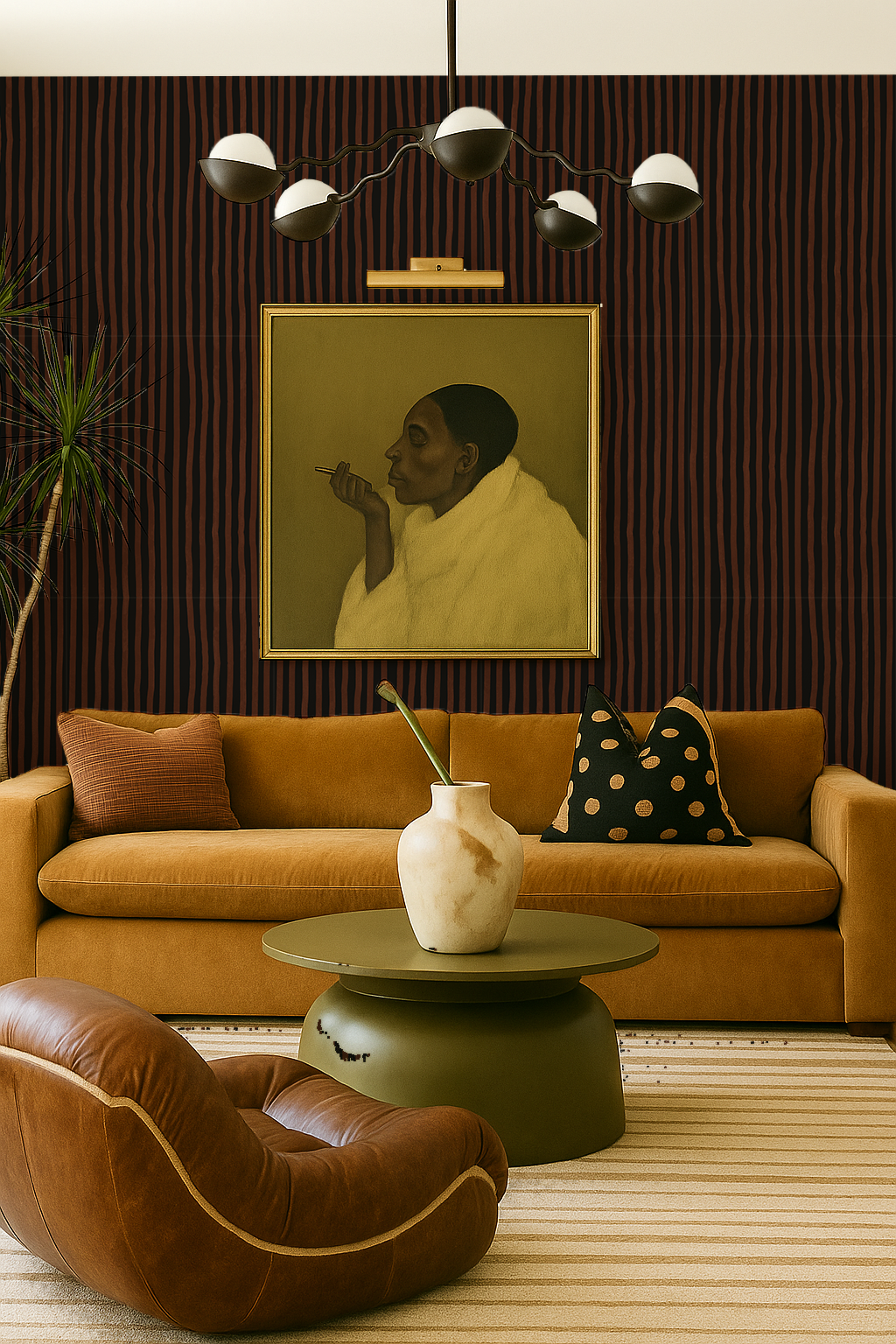 Dolce Stripe Wallpaper, black & chocolate brown