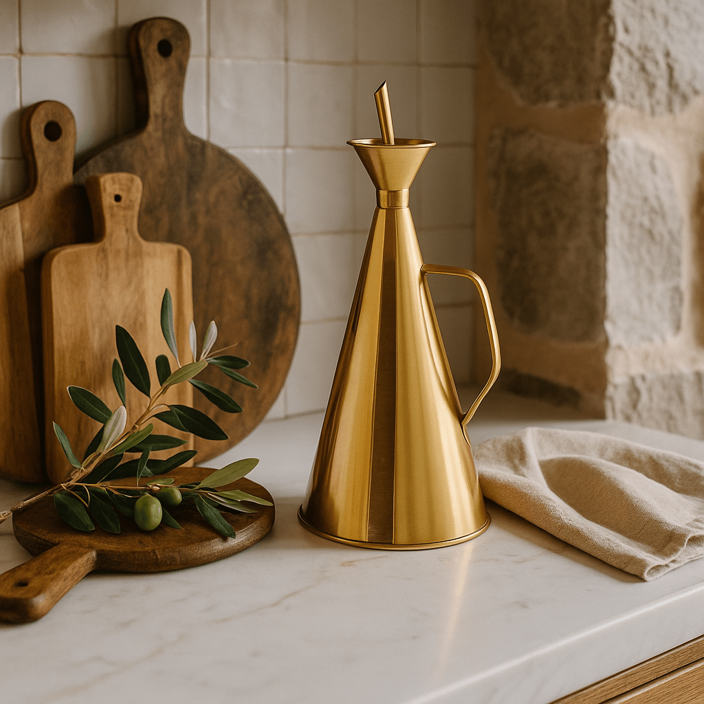 Tesoro Stainless Steel Oil Cruet with Gold Finish