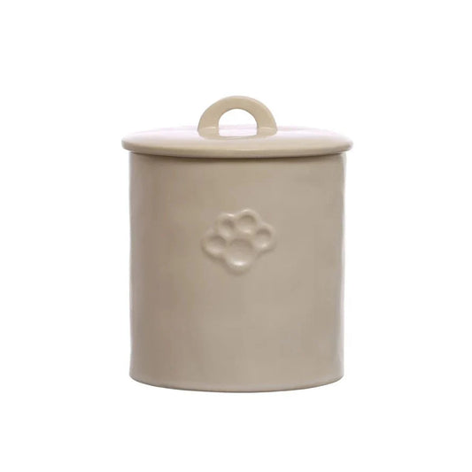 Neutral Glaze Stoneware Pet Treat Canister