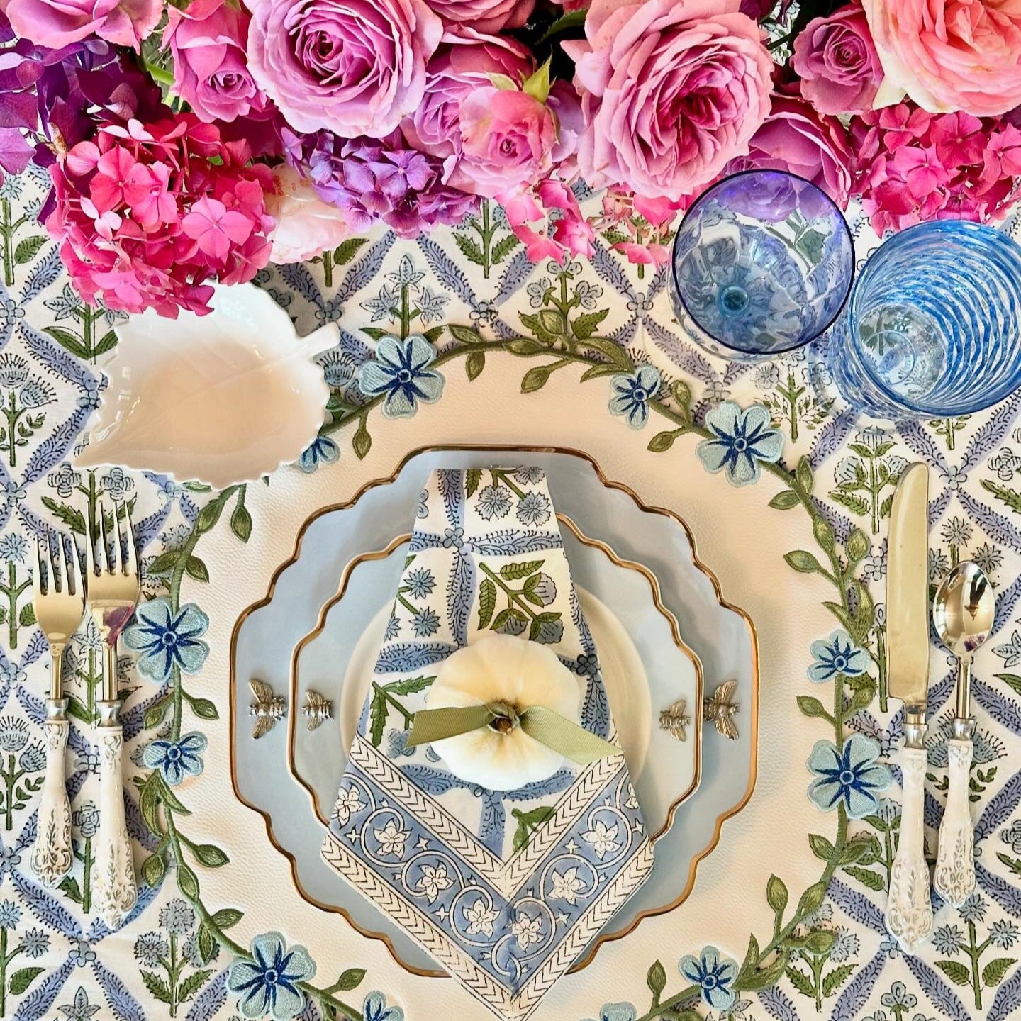 Unity White Embroidered Faux Leather PLacemat
