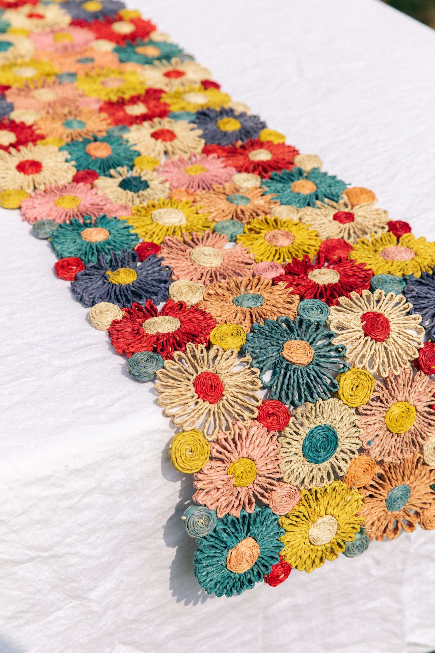 Fleur Raffia Woven Table Runner