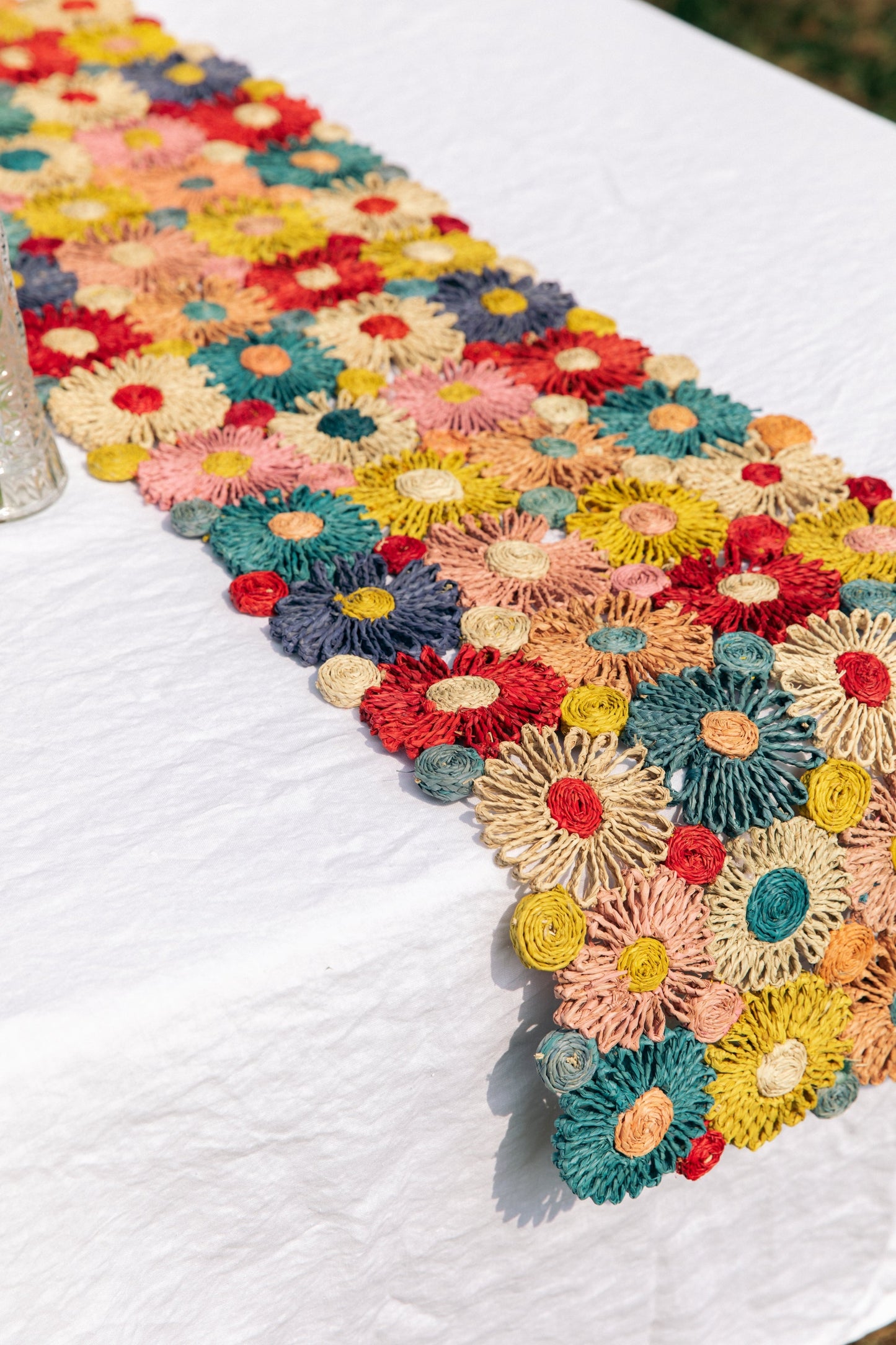 Fleur Raffia Woven Table Runner