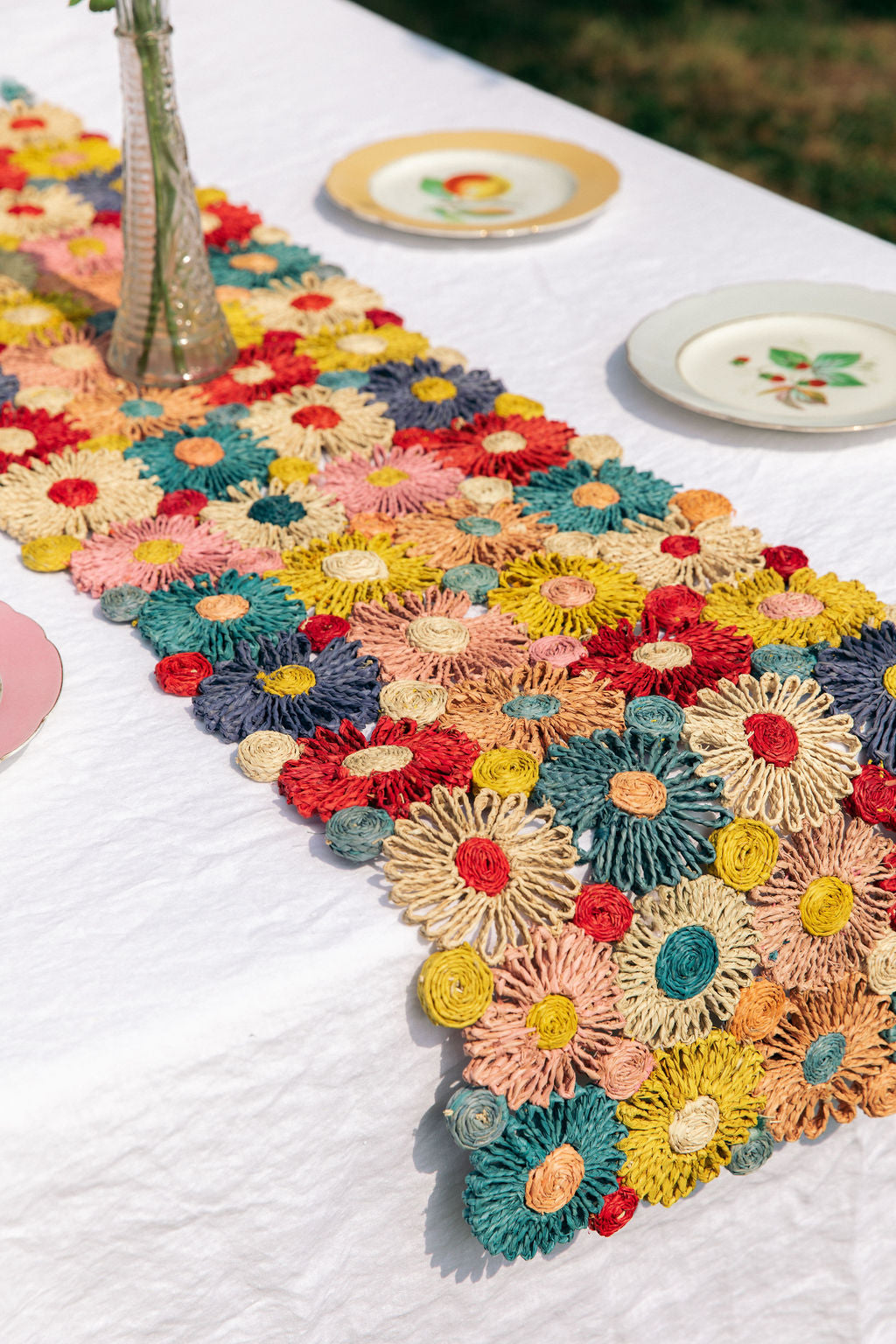 Fleur Raffia Woven Table Runner