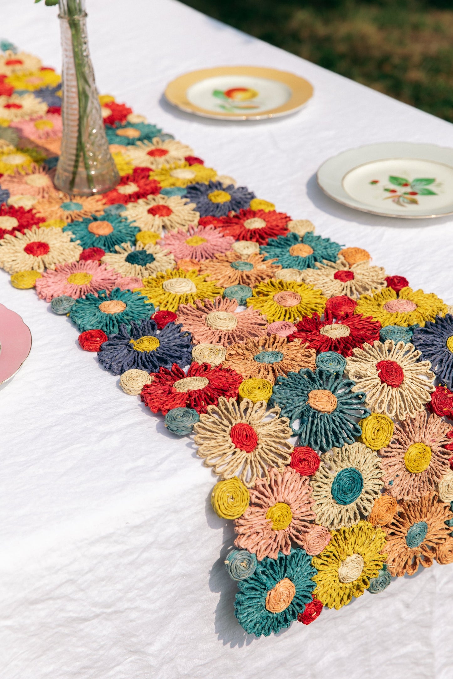 Fleur Raffia Woven Table Runner