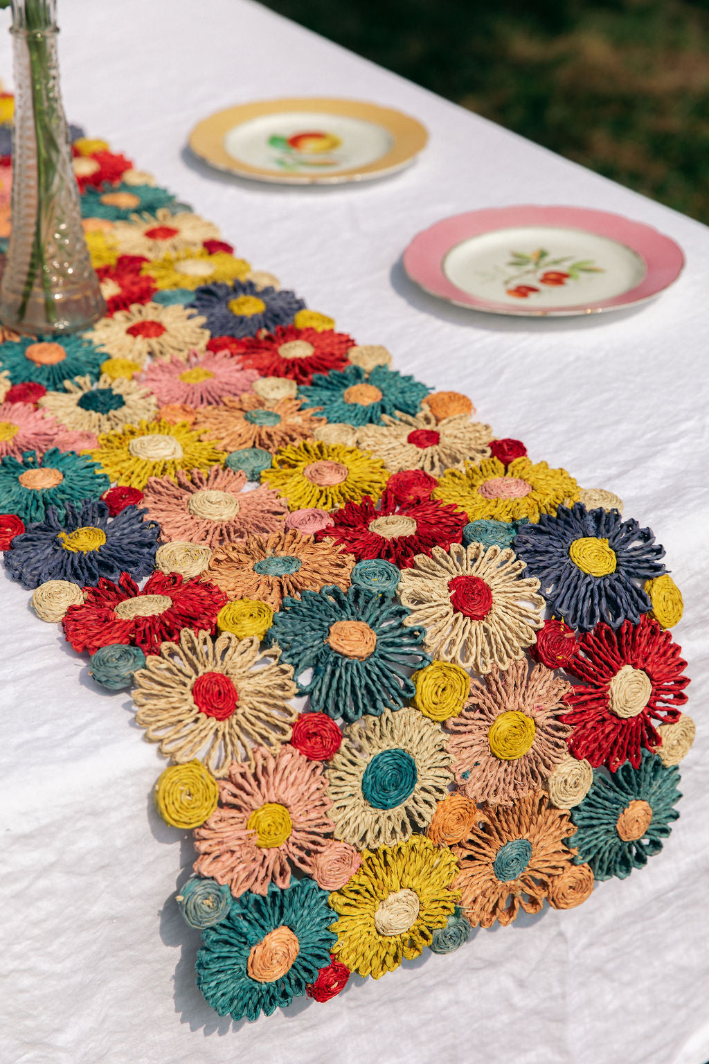 Fleur Raffia Woven Table Runner