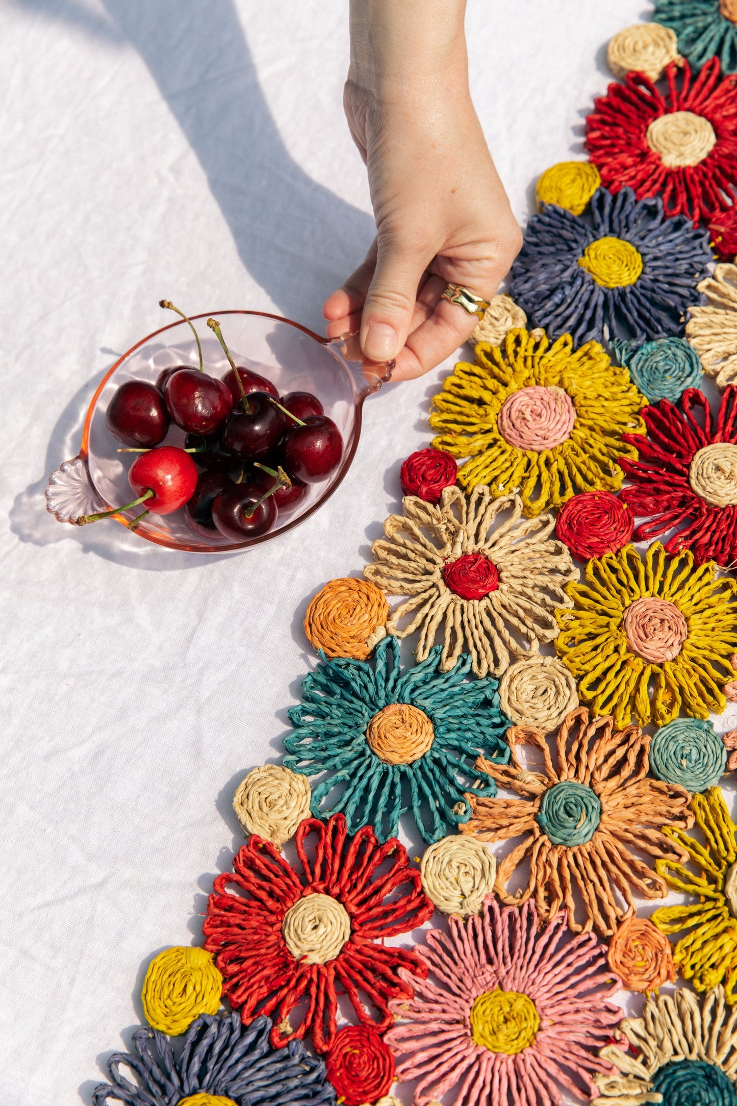 Fleur Raffia Woven Table Runner