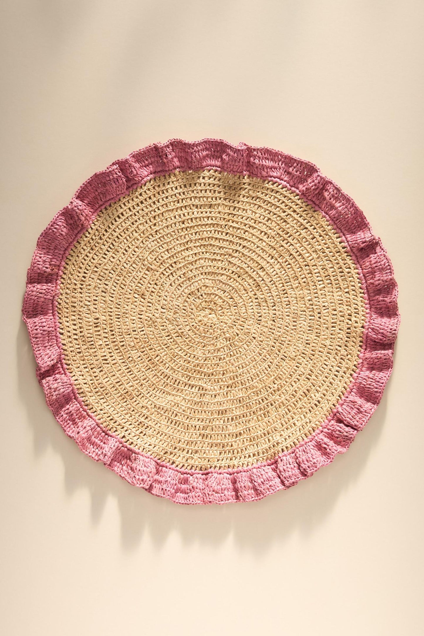 Blush Hand-Woven Raffia Ruffle Placemat