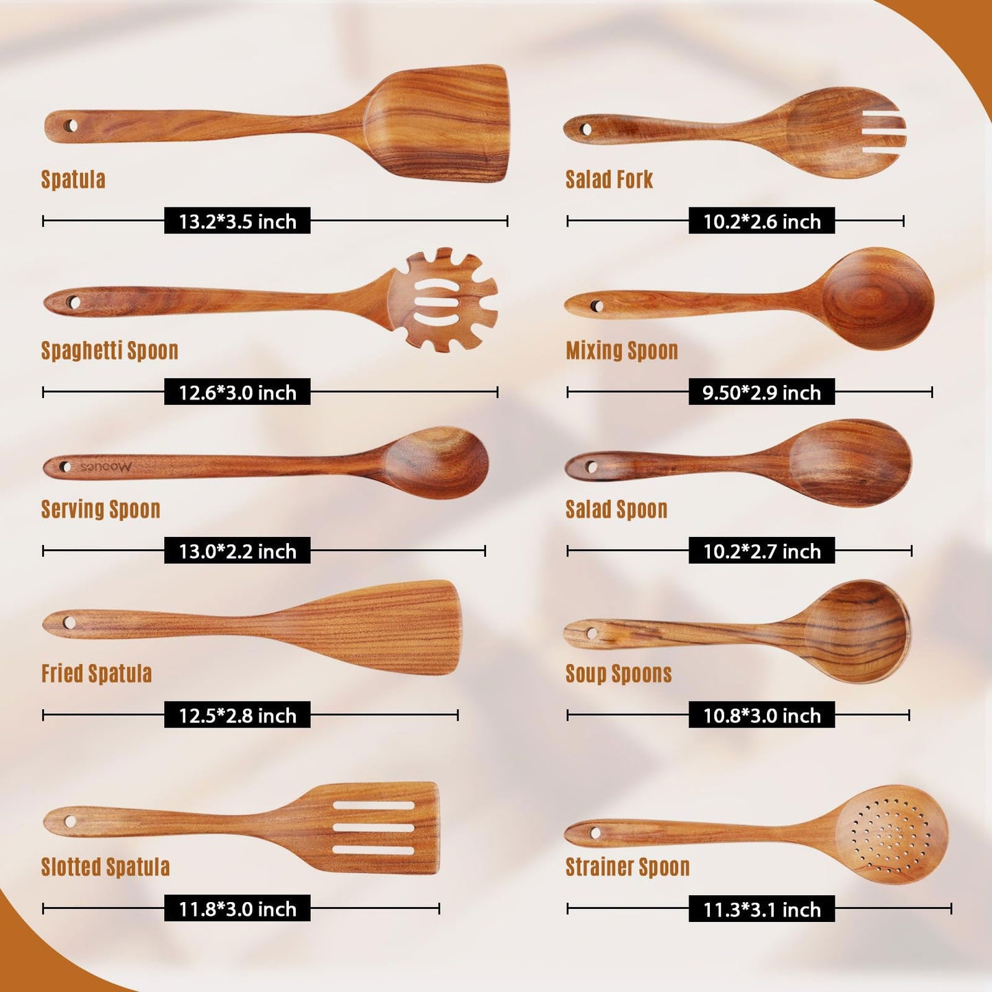 Serano Premium Teak Wooden Utensil Set