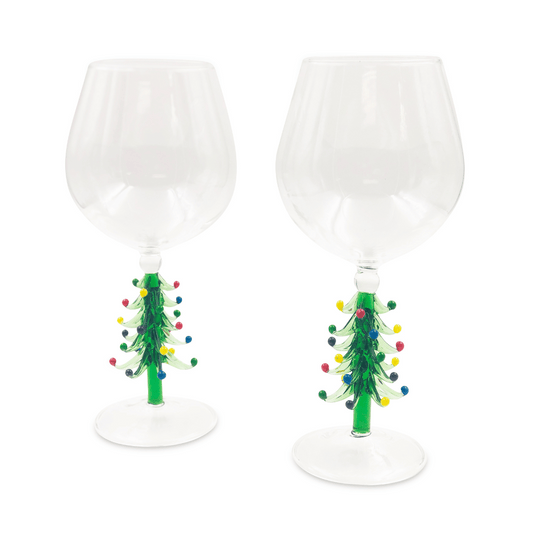 Three Dee Christmas Tree Wine Glasses