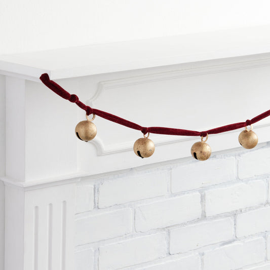 Red Velvet Gold Bell Garland