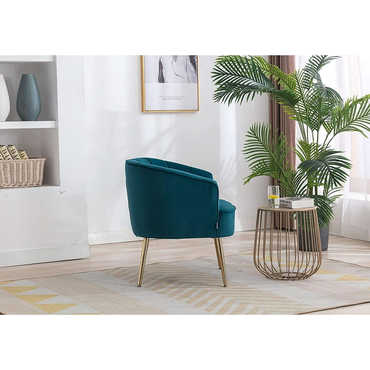 Teal Velvet Accent Chair With Golden Legs | Ultra Plush