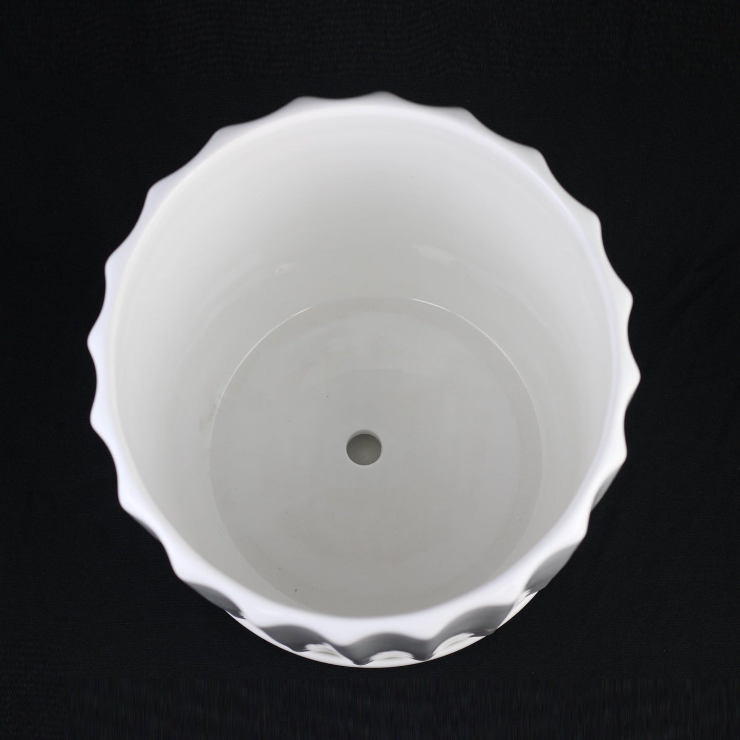 Fluted White Ceramic Planter Set