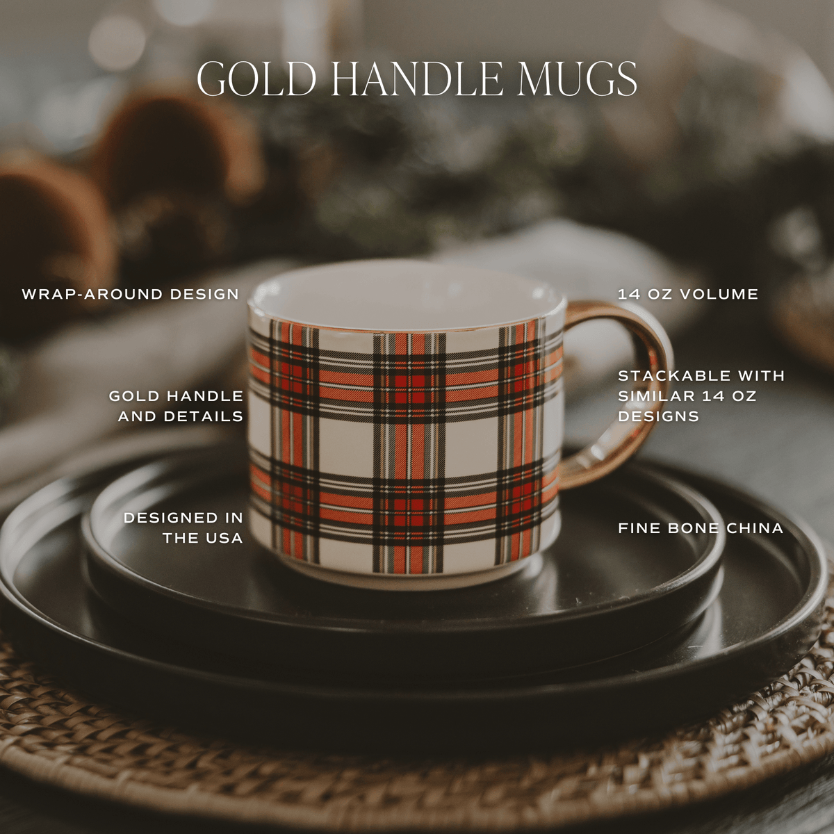 Candy Cane Stripe 14 oz Gold Handle Coffee Mug