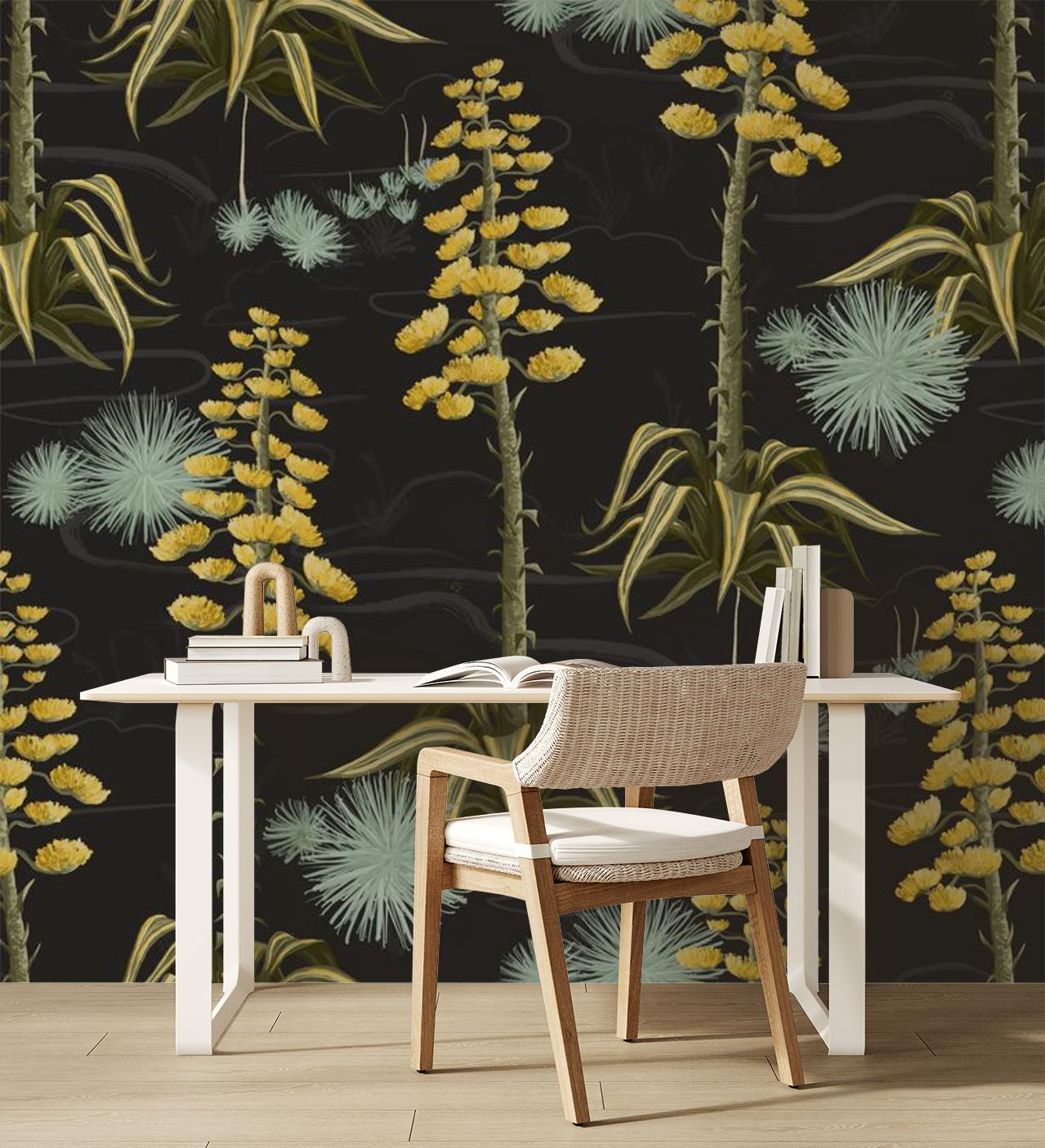 Agave Valley Wallpaper | black