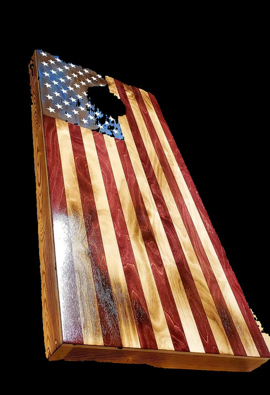 Hand Charred American Flag Cornhole Boards (Set of 2)