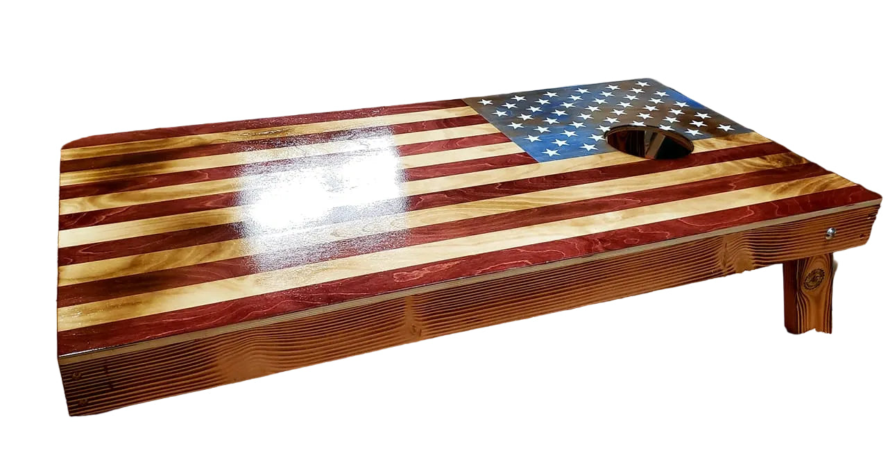 Hand Charred American Flag Cornhole Boards (Set of 2)