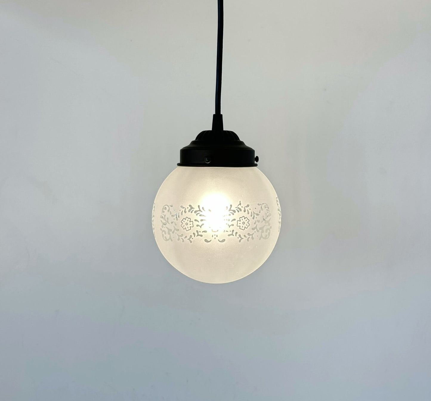 Frosted Floral + Cross Globe Pendant Light
