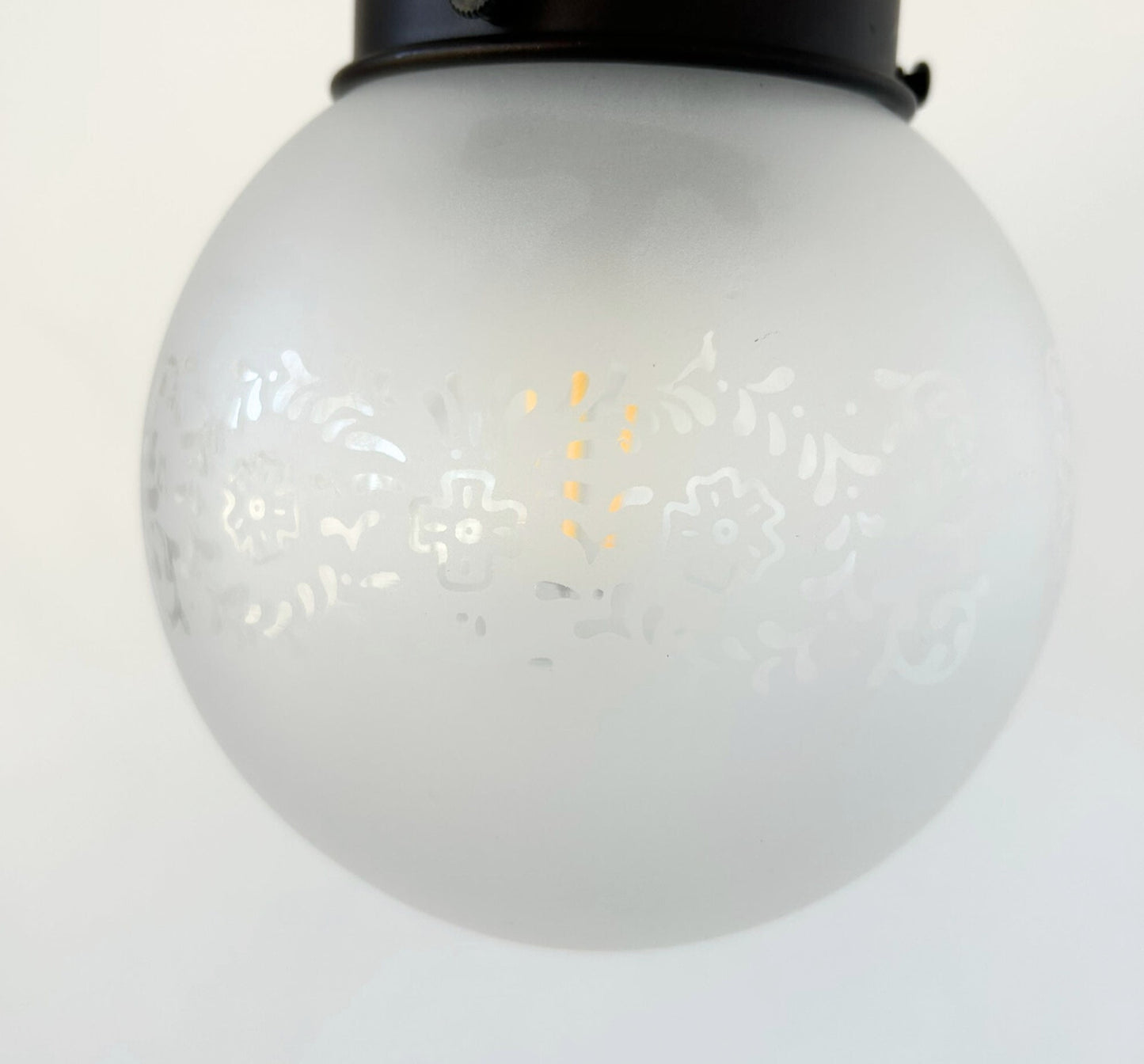 Frosted Floral + Cross Globe Pendant Light